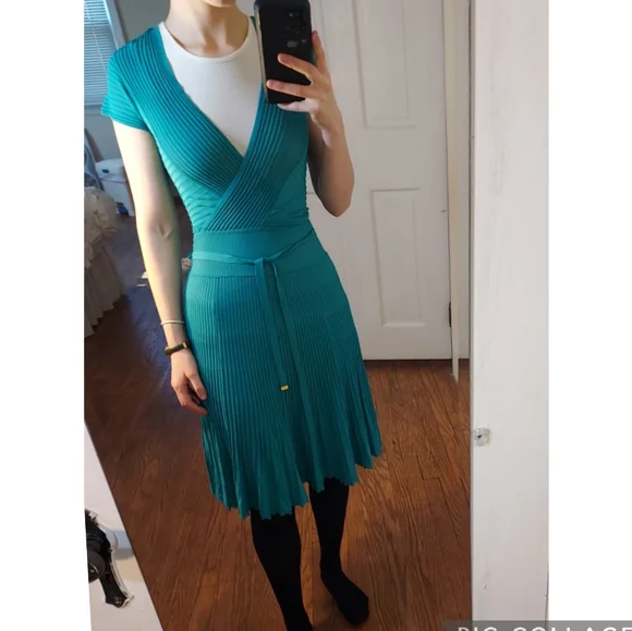 Gucci | Dresses | Gucci Knit Teal Knee Length Dress | Poshmark